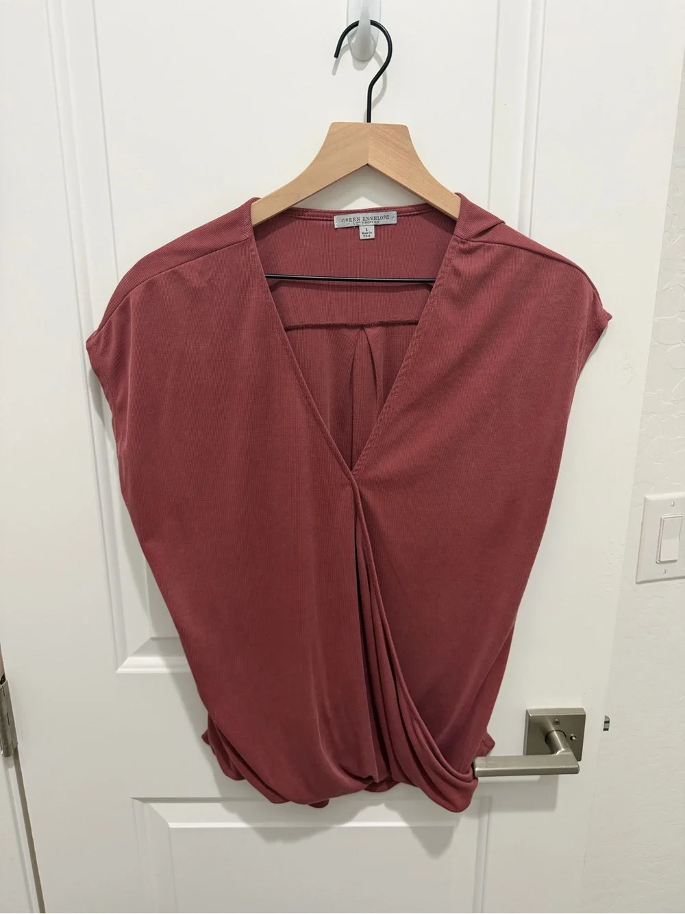 Green Envelope Women’s Ribbed Blouse - Picture 2 of 4